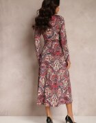 by swan Rochie Cămașă Roșie cu Mânecă Lungă și Brâu Legat Limiria
