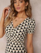 by swan Rochie Cambrată Bej cu încrețituri decorative în model geometric Eranthis