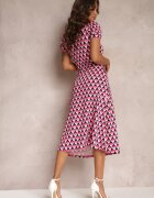 by swan Rochie cambrată fucsia cu drapaj decorativ cu model geometric Eranthis