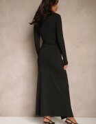 by swan Rochie Cambrată Neagră cu adaos de Viscoză Decorată cu încrețituri Heriova