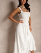 by swan Rochie Cloș Albă cu Viscoză și Decolteu Pătrat Ravvia