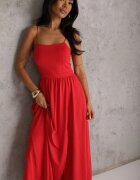 by swan Rochie Cloș Roșie Maxi cu Bretele Subțiri cu Crapatură Weslyn