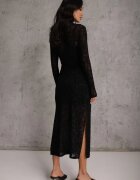 by swan Rochie Cocktail Neagră Cu Viscoză Cu Flori de Catifea Amette