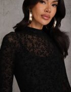 by swan Rochie Cocktail Neagră Cu Viscoză Cu Flori de Catifea Amette