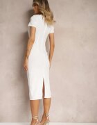 by swan Rochie de cocktail albă mulată cu vâscoză și șliț Dastorea