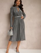 by swan Rochie de cocktail Argintie Decorată cu fir metalic Mialorin