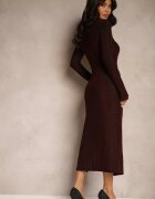 by swan Rochie de cocktail bordeaux cu vâscoză cu șliț lateral și drapaj Lilwin