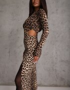 by swan Rochie de cocktail Maro leopard midi decorată cu o crăpătură la tiv și cu decupaje în talie Aletines