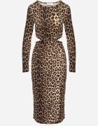 by swan Rochie de cocktail Maro leopard midi decorată cu o crăpătură la tiv și cu decupaje în talie Aletines