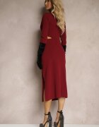 by swan Rochie de cocktail midi bordo decorată cu șliț la tiv și decupaje în talie Aletines