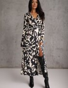 by swan Rochie din vâscoză cu model geometric cu decolteu în V Gintta Neagră