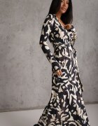 by swan Rochie din vâscoză cu model geometric cu decolteu în V Gintta Neagră