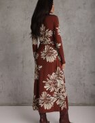by swan Rochie din viscoză cu flori și decolteu petrecut Joviene Bordo