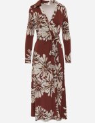 by swan Rochie din viscoză cu flori și decolteu petrecut Joviene Bordo