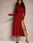 by swan Rochie Elegantă Bordeaux cu Vâscoză și Sclipici Werista