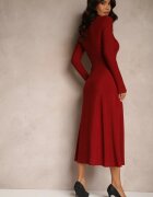 by swan Rochie Elegantă Bordeaux cu Vâscoză și Sclipici Werista