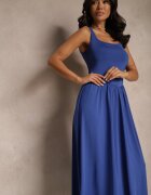 by swan Rochie Evazată Albastră cu Vâscoză și cu Decolteu Pătrat Ravvia