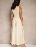 by swan Rochie Evazată Bej deschisă cu Vâscoză și Decolteu Pătrat Ravvia
