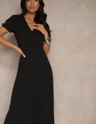 by swan Rochie evazată Neagră cu mâneci ușor bufante și decolteu în V Efrusae