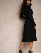 by swan Rochie Evazată Verde din Vâscoză cu Croială Cambrată Cusută cu Fir Metalic Mesiel