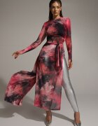 by swan Rochie Fucsia din plasă Bodycon cu imprimeu marmorat și șliț la tiv Valerimes
