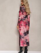 by swan Rochie Fucsia din plasă Bodycon cu imprimeu marmorat și șliț la tiv Valerimes