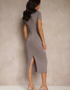 by swan Rochie Gri Bodycon mulată cu decolteu în V Efrerina