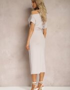 by swan Rochie gri deschis mulată Midi cu croi asimetric Lirevasse