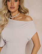 by swan Rochie gri deschis mulată Midi cu croi asimetric Lirevasse