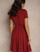 by swan Rochie încrețită bordo din vâscoză cu croi cloș petrecut Adivlia