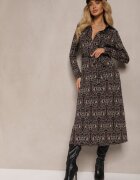 by swan Rochie Maro-Bej cu croială tip cămașă cu model ornamental Mesiena