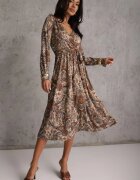 by swan Rochie Maro-Bej Midi cu model Paisley și elastic în talie Alynthe