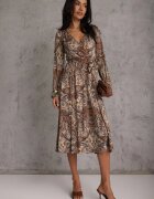 by swan Rochie Maro-Bej Midi cu model Paisley și elastic în talie Alynthe