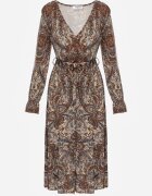 by swan Rochie Maro-Bej Midi cu model Paisley și elastic în talie Alynthe