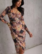 by swan Rochie Maro-Bleu Marin petrecută din plasă cu viscoză decorată cu încrețituri Varseli