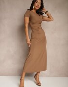 by swan Rochie Maro Bodycon cu Drapaj în Talie și Mâneci Scurte Aterezza
