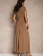 by swan Rochie Maro Cintrată cu Drapaje Decorative și Amestec de Viscoză Avenile