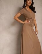 by swan Rochie Maro Cintrată cu Drapaje Decorative și Amestec de Viscoză Avenile