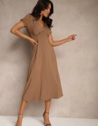 by swan Rochie Maro Cloș De Cocktail cu Viscoză cu Umeri Întăriți Mimiza