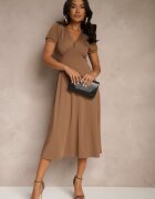 by swan Rochie Maro Cloș De Cocktail cu Viscoză cu Umeri Întăriți Mimiza