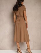 by swan Rochie Maro Cloș De Cocktail cu Viscoză cu Umeri Întăriți Mimiza