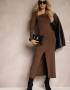 by swan Rochie Maro cu croială cambrată cu decolteu decupat asimetric și șliț Sairel