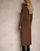 by swan Rochie Maro cu croială cambrată cu decolteu decupat asimetric și șliț Sairel