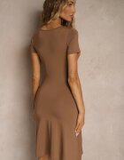 by swan Rochie Maro din Viscoză cu Croială Cloș cu Decolteu Pătrat Miluriela