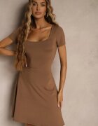 by swan Rochie Maro din Viscoză cu Croială Cloș cu Decolteu Pătrat Miluriela