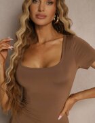 by swan Rochie Maro din Viscoză cu Croială Cloș cu Decolteu Pătrat Miluriela