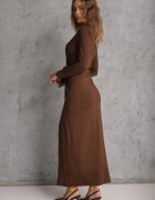 by swan Rochie Maro din Viscoză cu croială petrecută cu șliț și cu cordon legat Tesela