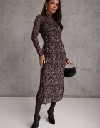 by swan Rochie maro leopard din plasă cu viscoză mulată Nalandra