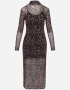 by swan Rochie maro leopard din plasă cu viscoză mulată Nalandra