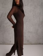 by swan Rochie Maro Transparentă Tricotată Midi cu Jupon Bavina